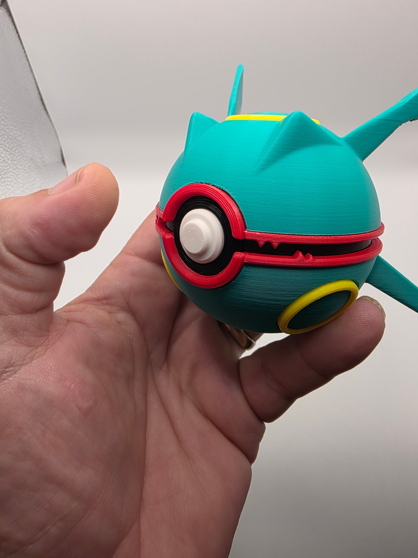 Rayquaza themed pokeball w/clicker