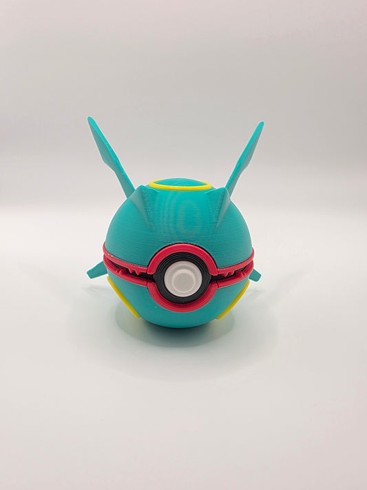 Rayquaza themed pokeball w/clicker